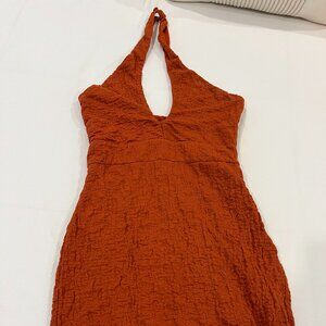 House of Harlow XS Burnt Orange Halter Bodycon Mini Dress (Revolve)